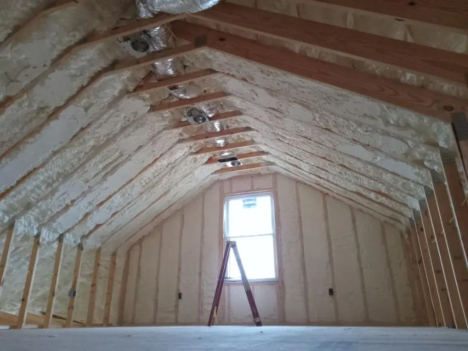 Spray foam roofing application for Crawl Space Insulation project in McHenry
